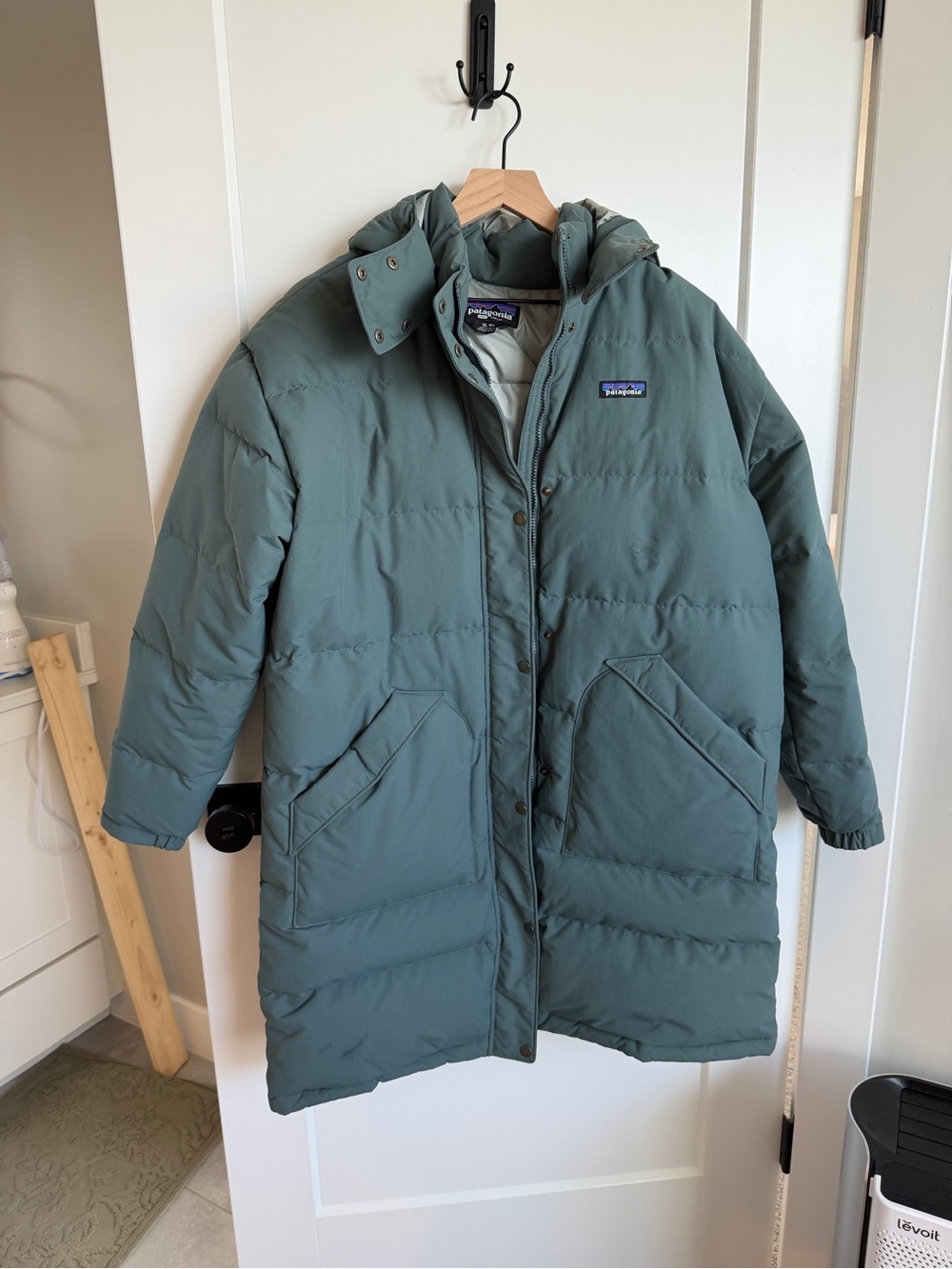 Patagonia Women's Long Puffer Coat in Sage Green